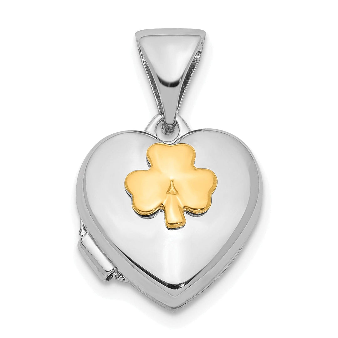 Lovely Rita's Pendants & Charms Sterling Silver Yellow Rhodium 11mm Clover Heart Locket