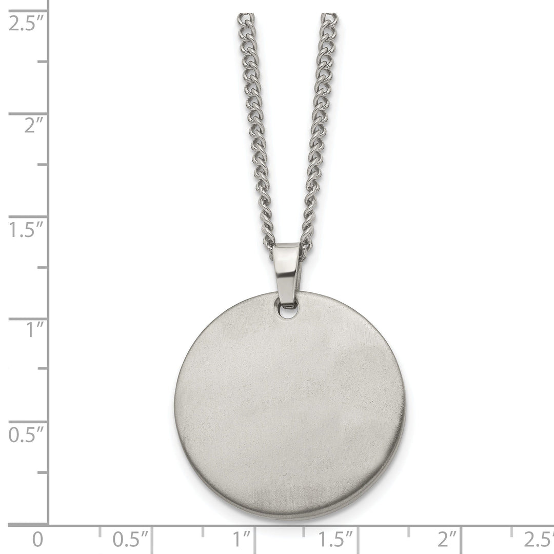 Chisel Pendants & Charms Titanium Brushed Round Pendant Necklace