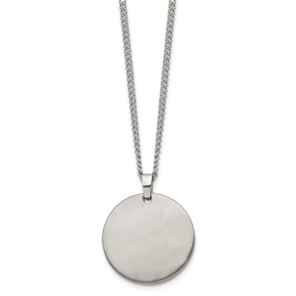 Chisel Pendants & Charms Titanium Brushed Round Pendant Necklace