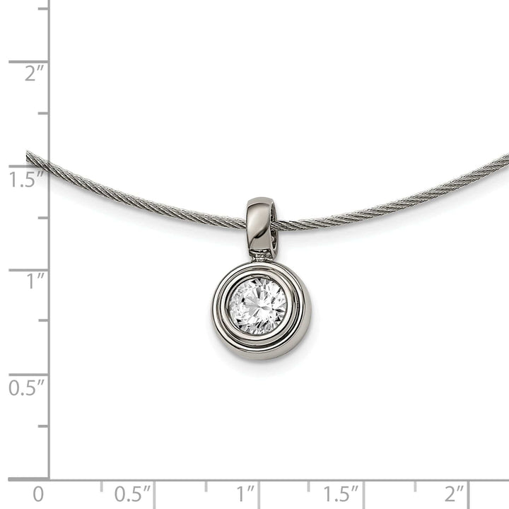 Chisel Pendants & Charms Titanium C.Z Pendant Steel Wire Necklace