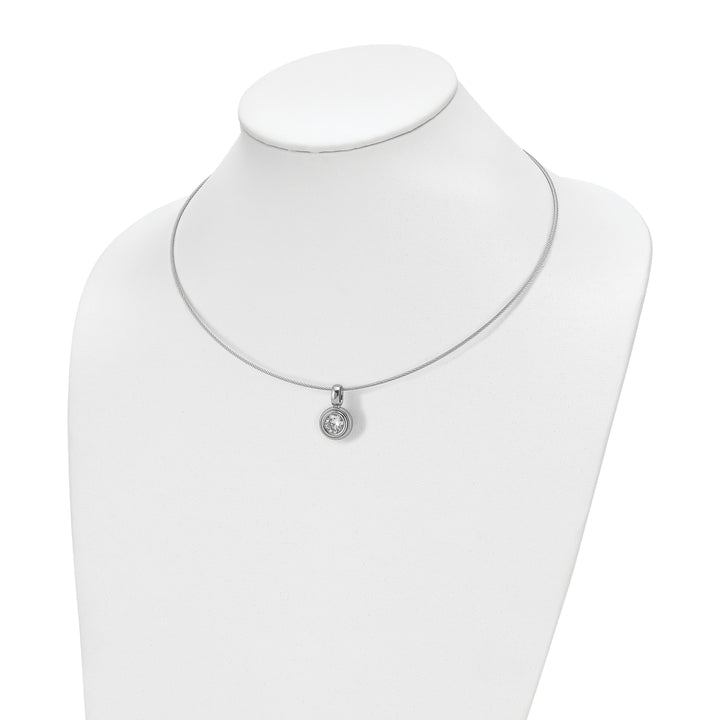 Chisel Pendants & Charms Titanium C.Z Pendant Steel Wire Necklace