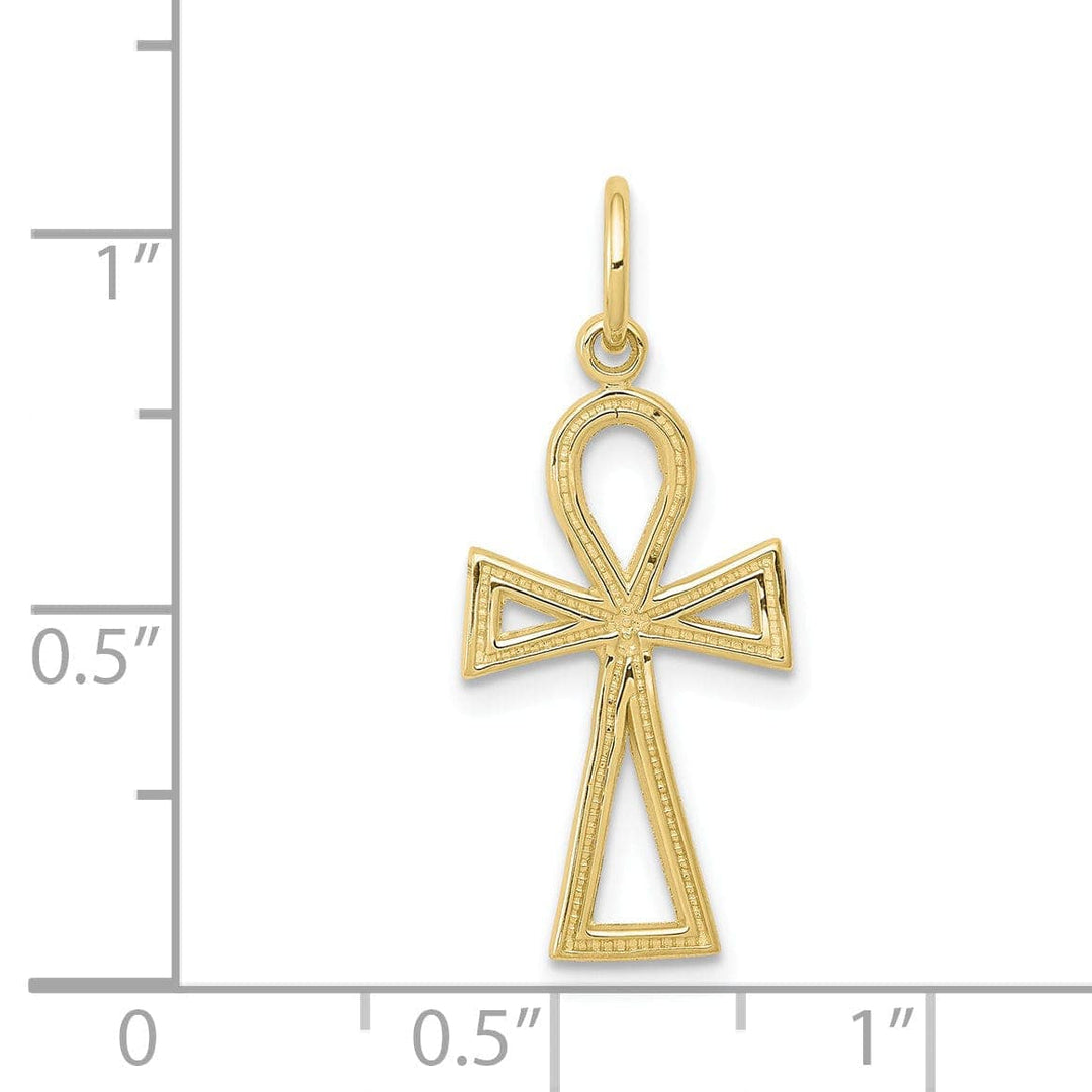 Lovely Rita's Pendants & Charms Yellow Gold Polished Ankh/Egyptian Cross Charm
