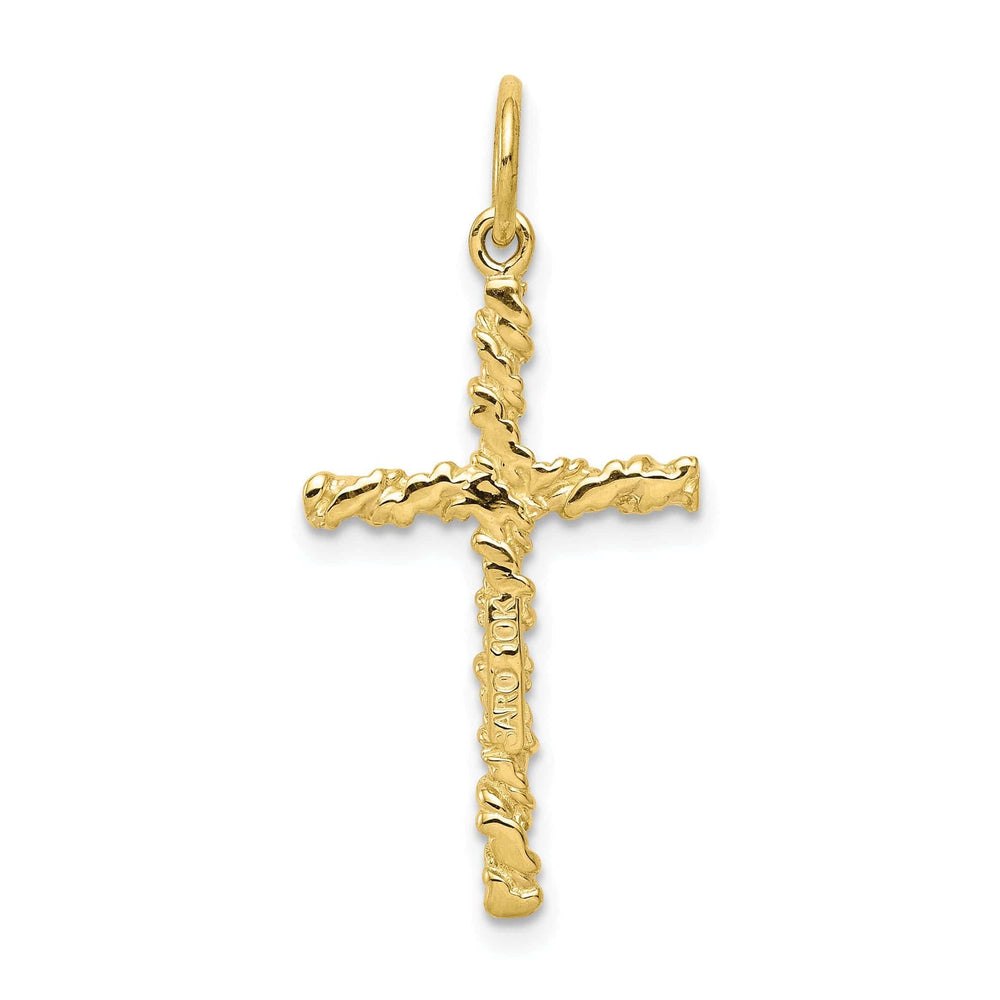 Lovely Rita's Pendants & Charms Yellow Gold Satin Nugget Cross Charm