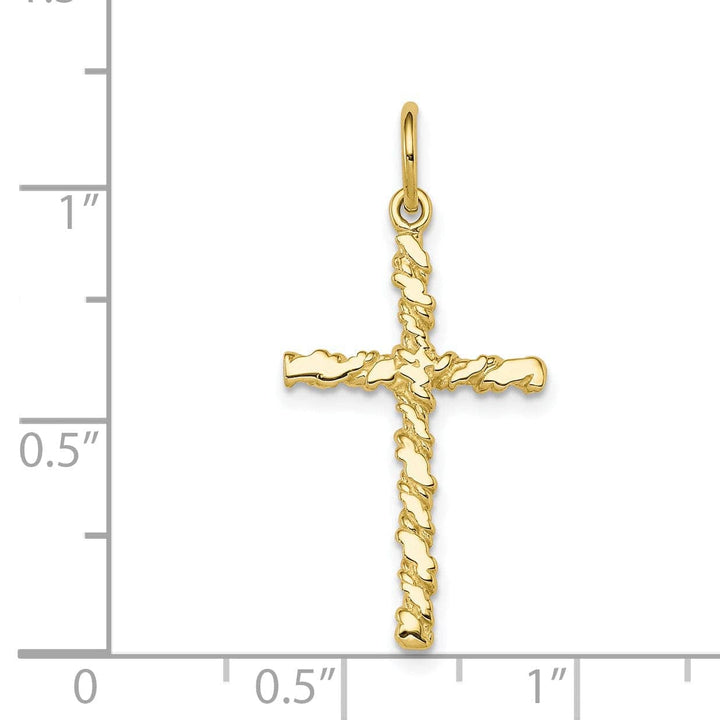Lovely Rita's Pendants & Charms Yellow Gold Satin Nugget Cross Charm