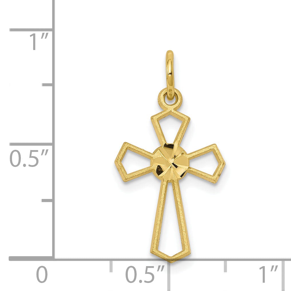 Lovely Rita's Pendants & Charms Yellow Rhodium Diamond Cut Cross Charm