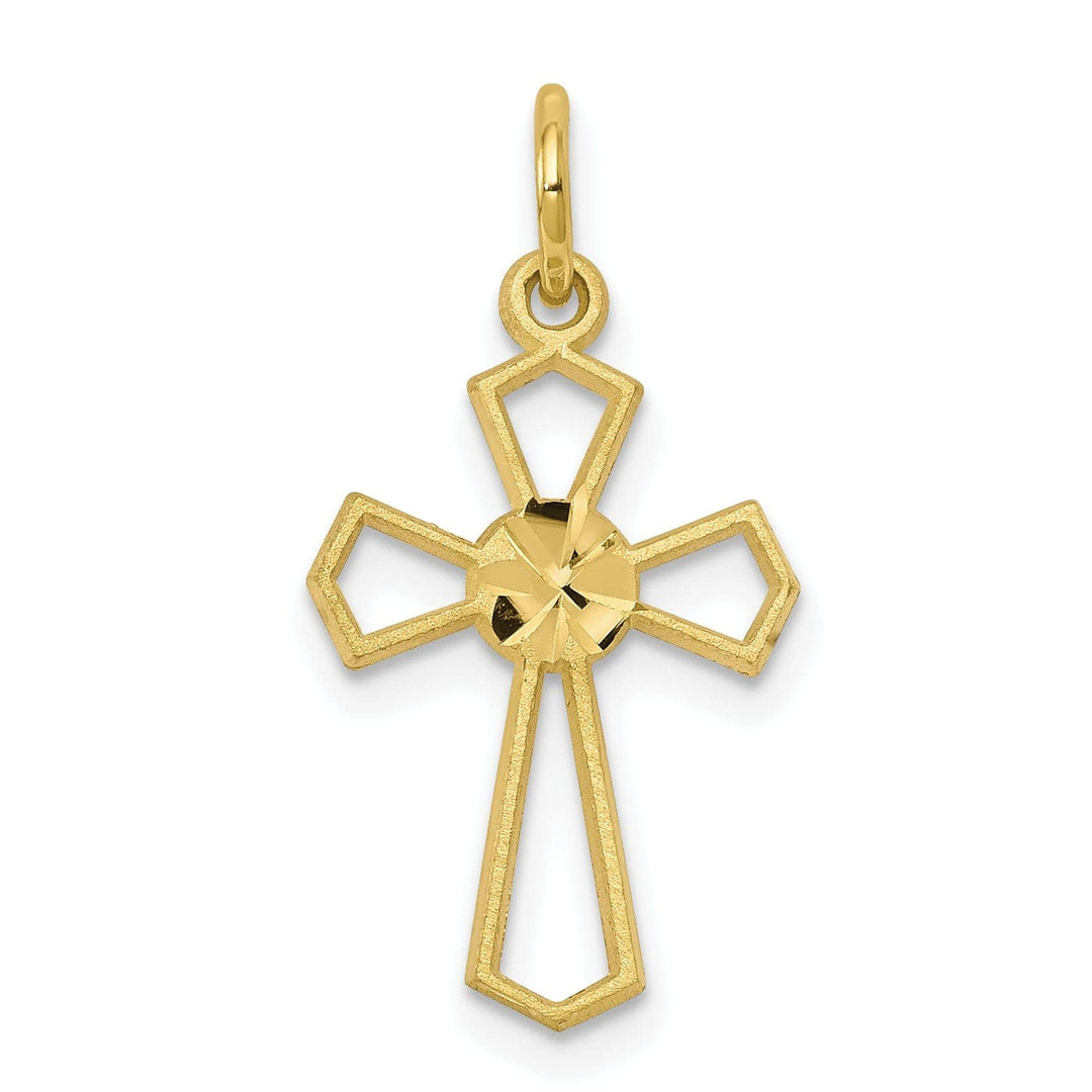 Lovely Rita's Pendants & Charms Yellow Rhodium Diamond Cut Cross Charm