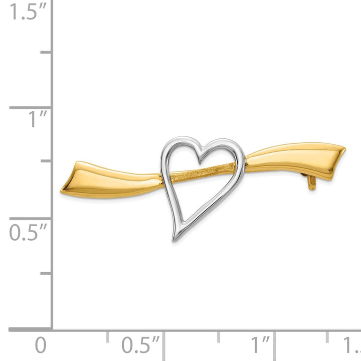 Lovely Rita's Pin 14k Two-tone Gold Solid Heart Pin