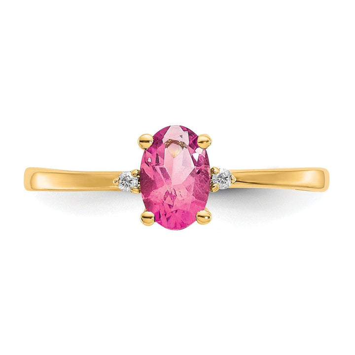 Lovely Rita's Pin 14k Yellow Gold Diamond Pink Tourmaline Ring