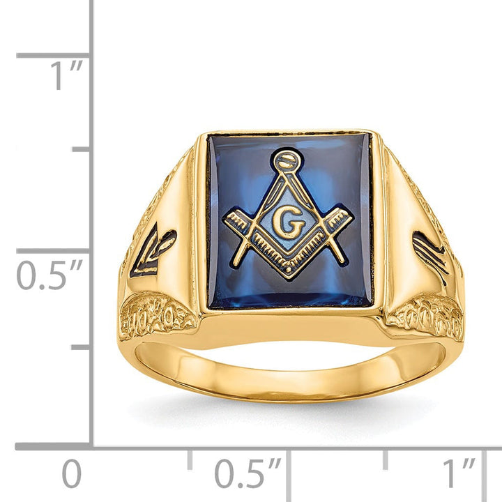 Lovely Rita's Pin 14k Yellow Gold Men's blue spinel Masonic Ring