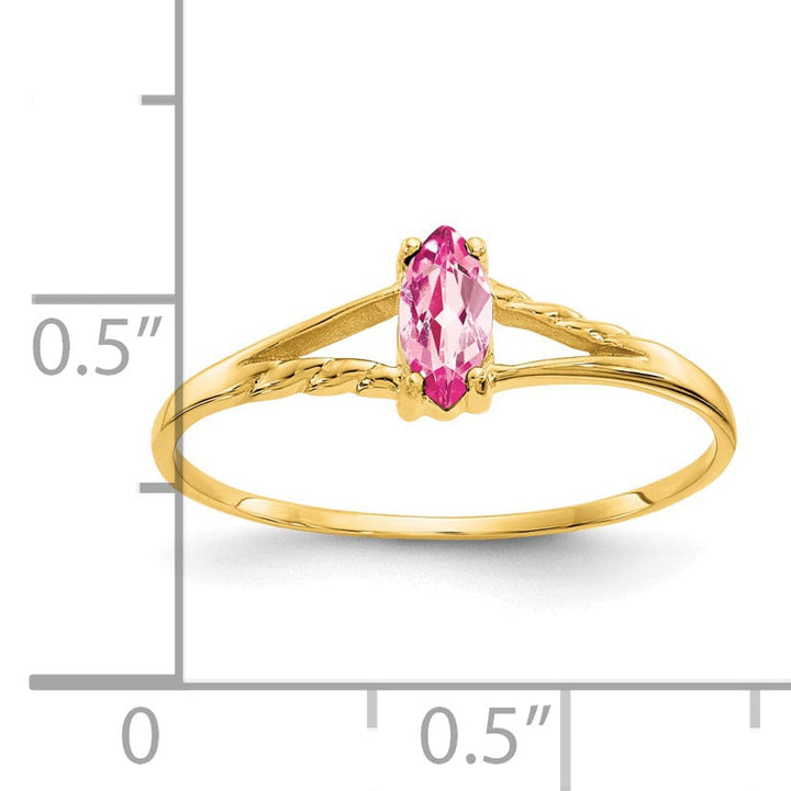 Lovely Rita's Pin 14k Yellow Gold Pink Tourmaline Birthstone Ring