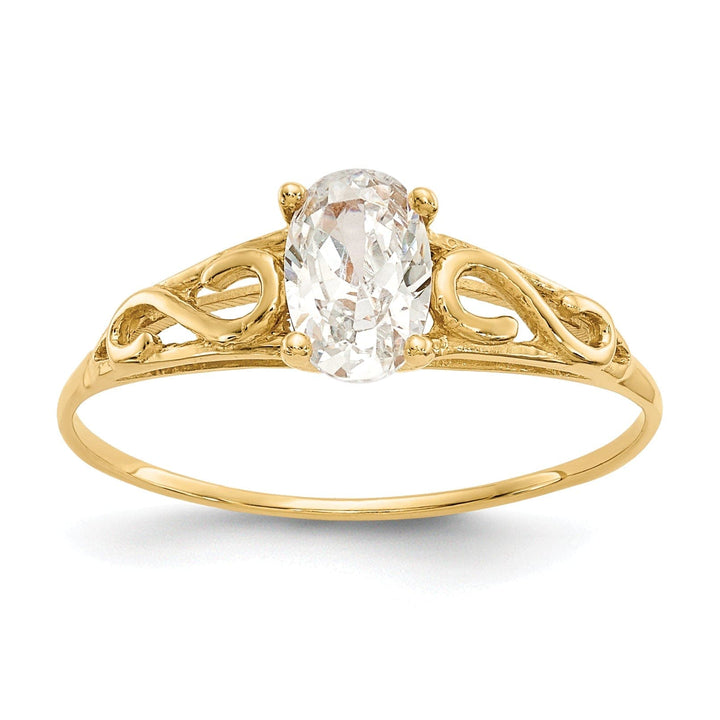 Lovely Rita's Pin 14k Yellow Gold White Spinel Ring
