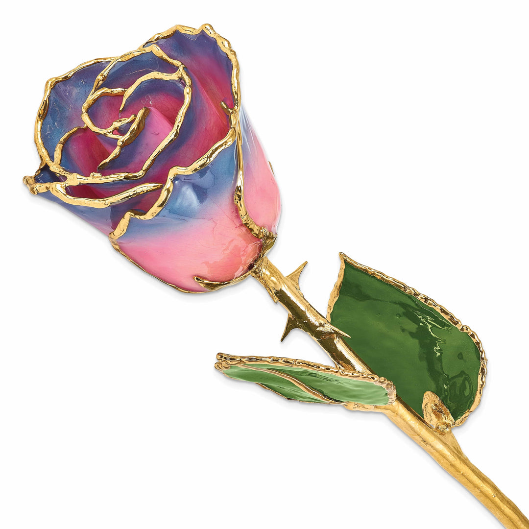 Lovely Rita's Pin 24k Gold 1-inch Long Plated Trimmed Pink and Navy Rose