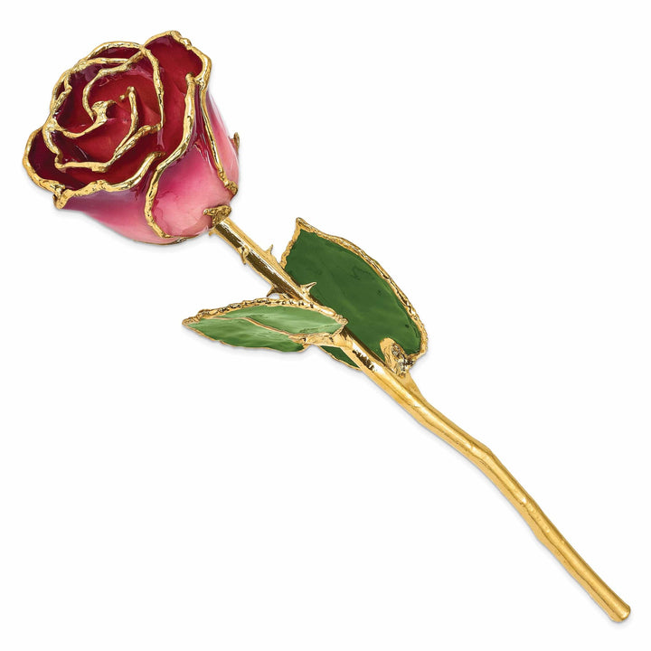 Lovely Rita's Pin 24k Gold Plated Trim Pink and Burgundy Rose