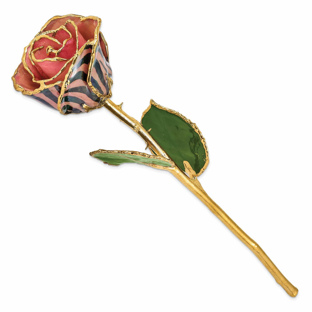 Lovely Rita's Pin 24k Gold Plated Trim Pink Black Chameleon Rose