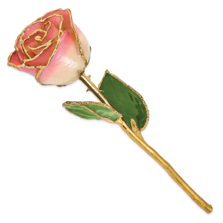 Lovely Rita's Pin 24k Gold Plated Trim White Pink Rose
