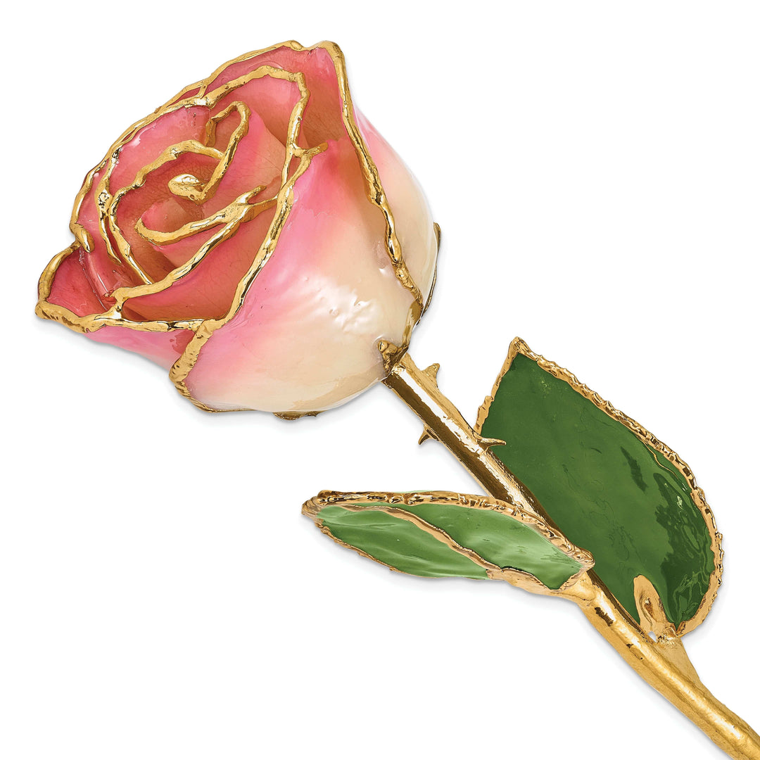 Lovely Rita's Pin 24k Gold Plated Trim White Pink Rose