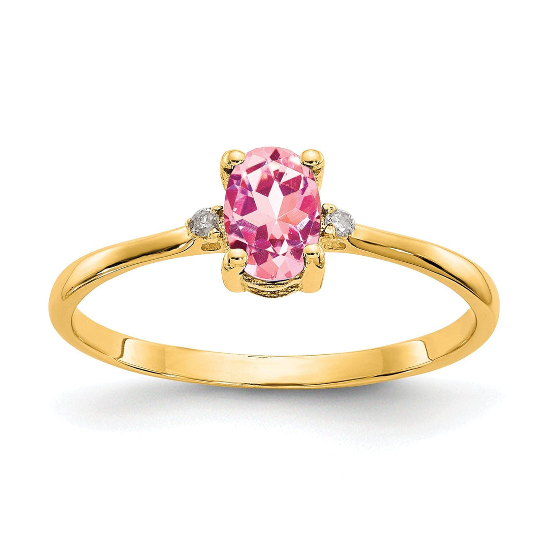 Lovely Rita's Pin Ladies Stock Size 6 Ring Are Refundable 14k Yellow Gold Diamond Pink Tourmaline Ring