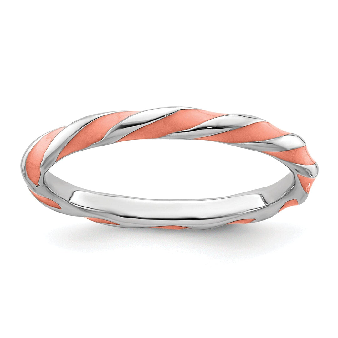 Stackable Expressions Pin Size 5 Sterling Silver Pink Enameled Stackable Ring