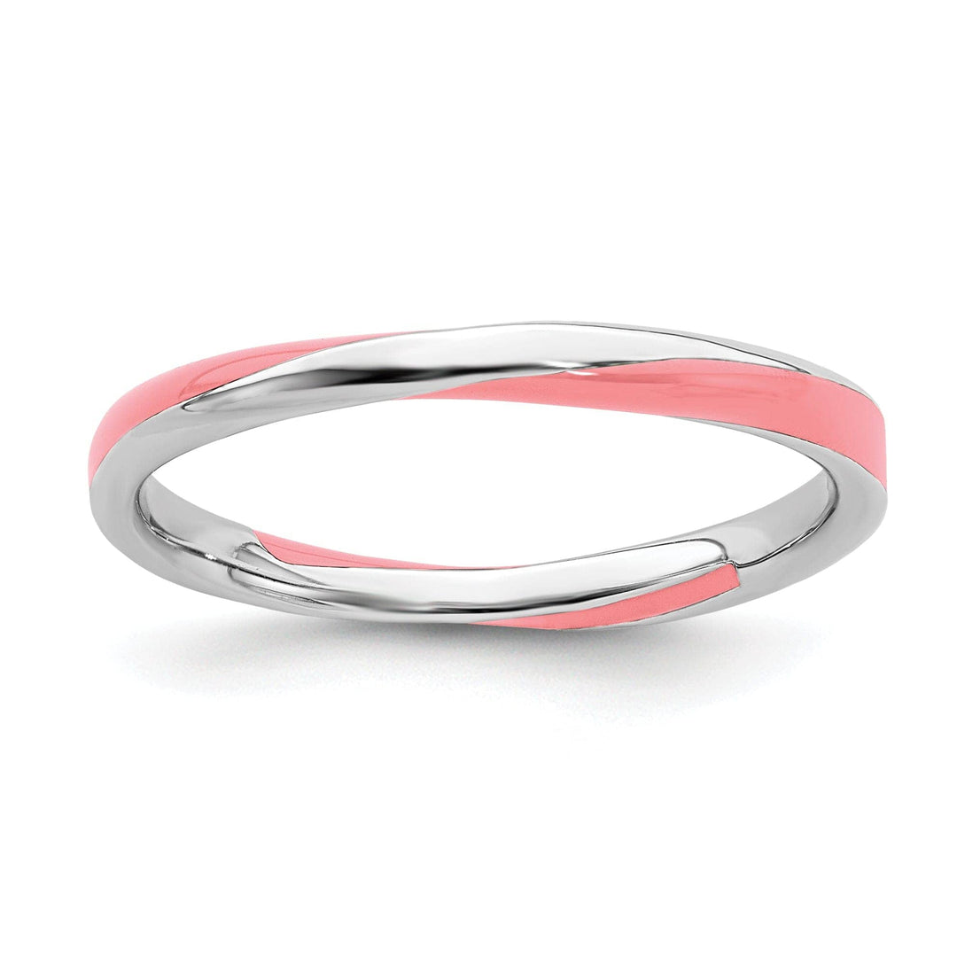Stackable Expressions Pin Size 5 Sterling Silver Pink Enameled Stackable Ring