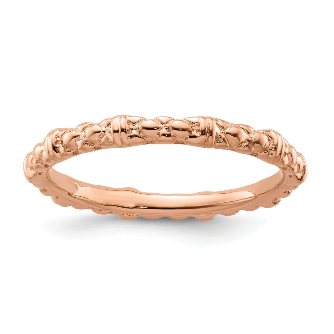 Stackable Expressions Pin Size 5 Sterling Silver Pink-Plated Cable Ring