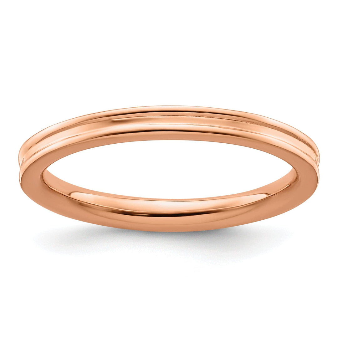 Stackable Expressions Pin Size 5 Sterling Silver Pink-Plated Grooved Ring