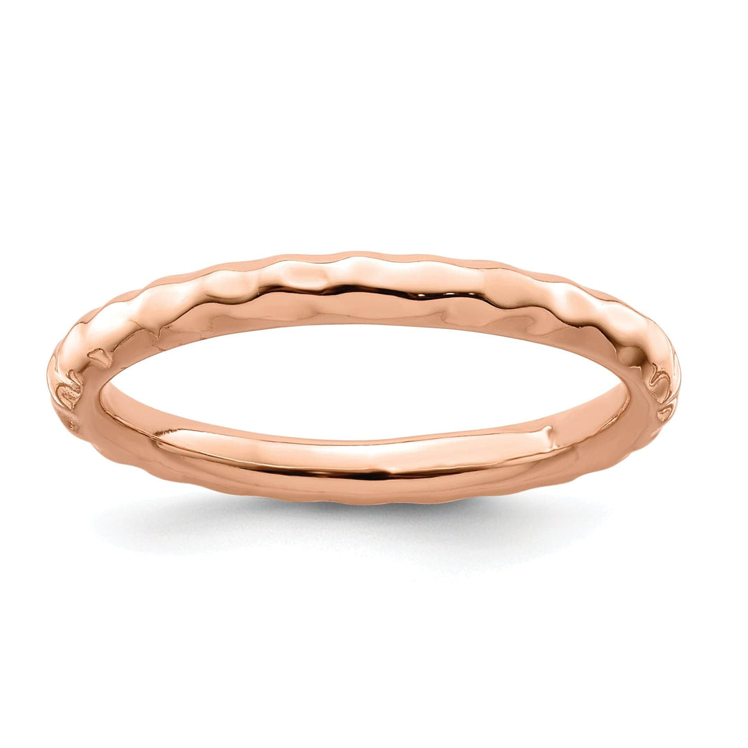 Stackable Expressions Pin Size 5 Sterling Silver Pink-Plated Hammered Ring