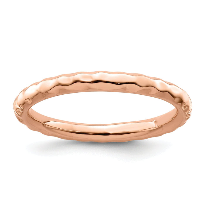 Stackable Expressions Pin Size 5 Sterling Silver Pink-Plated Hammered Ring