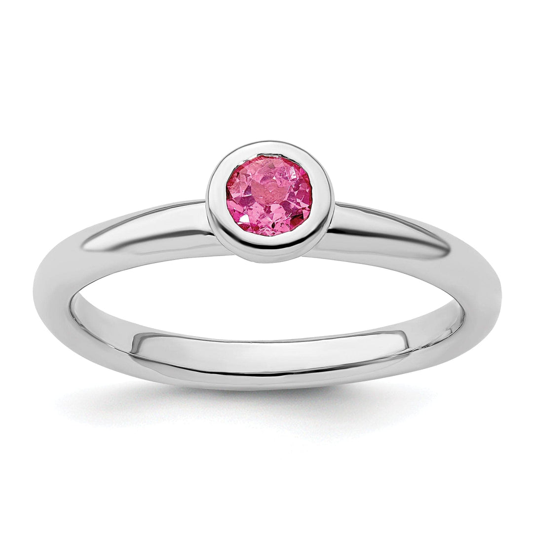 Stackable Expressions Pin Size 5 Sterling Silver Round Pink Tourmaline Ring