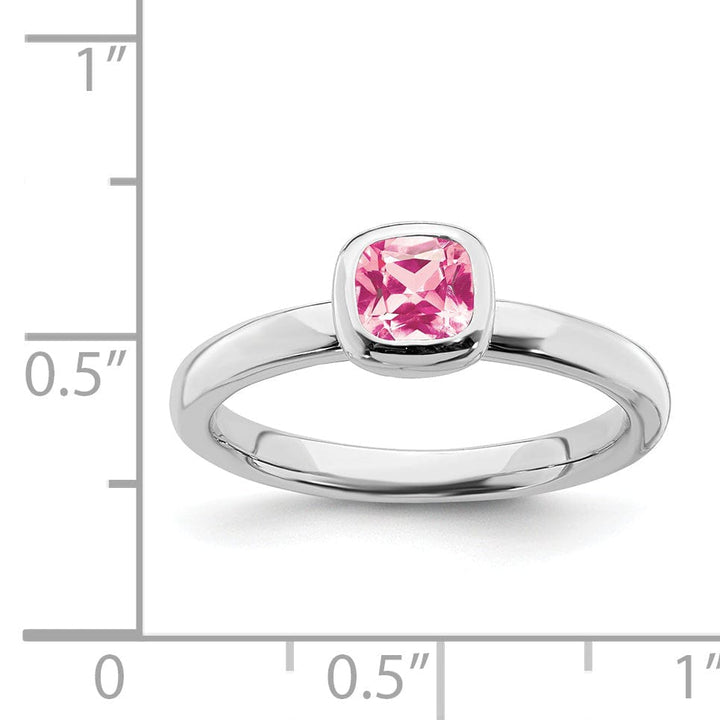 Stackable Expressions Pin Sterling Silver Cushion Cut Pink Tourmaline Ring