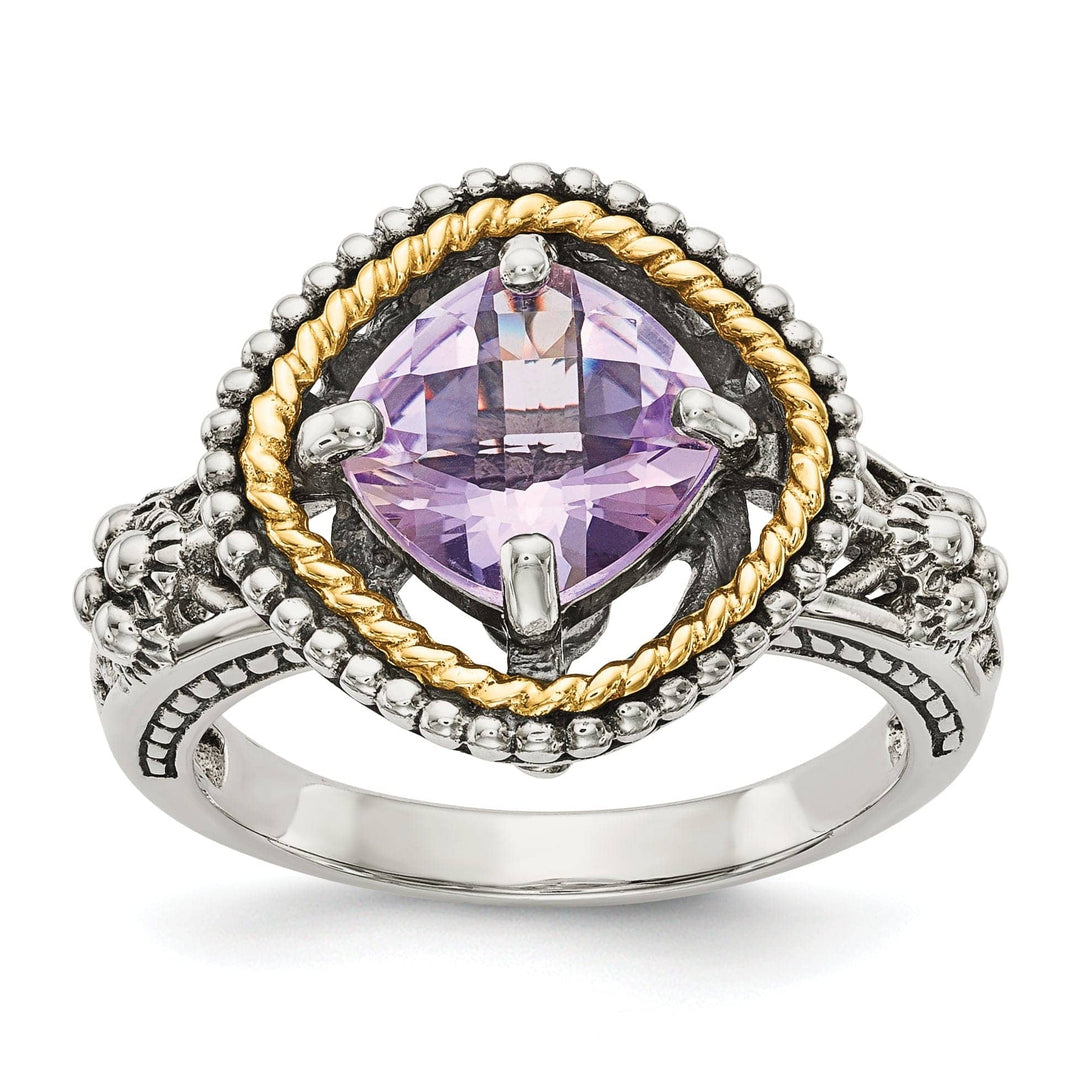 Shey Couture Pin Sterling Silver Gold Pink Amethyst Ring