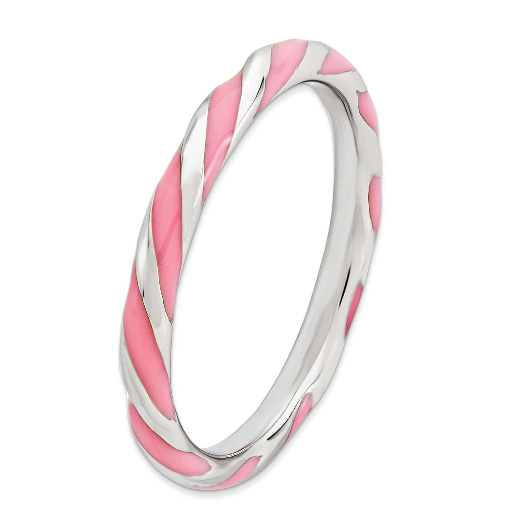 Stackable Expressions Pin Sterling Silver Pink Enameled Stackable Ring