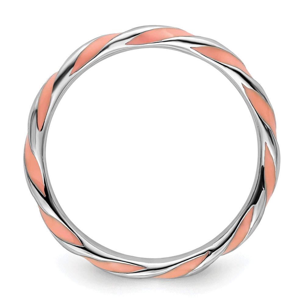 Stackable Expressions Pin Sterling Silver Pink Enameled Stackable Ring