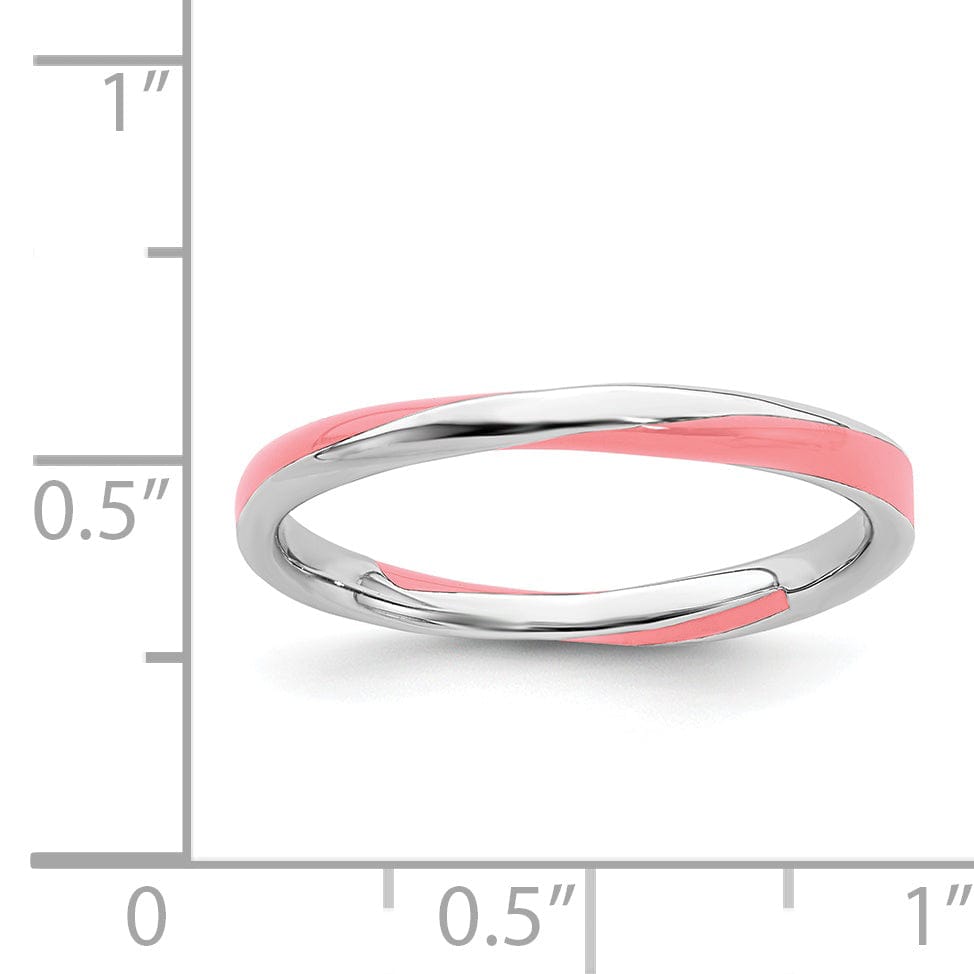 Stackable Expressions Pin Sterling Silver Pink Enameled Stackable Ring