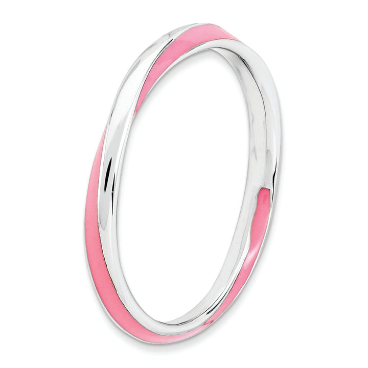 Stackable Expressions Pin Sterling Silver Pink Enameled Stackable Ring