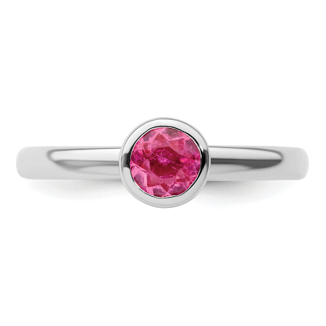 Stackable Expressions Pin Sterling Silver Round Pink Tourmaline Ring