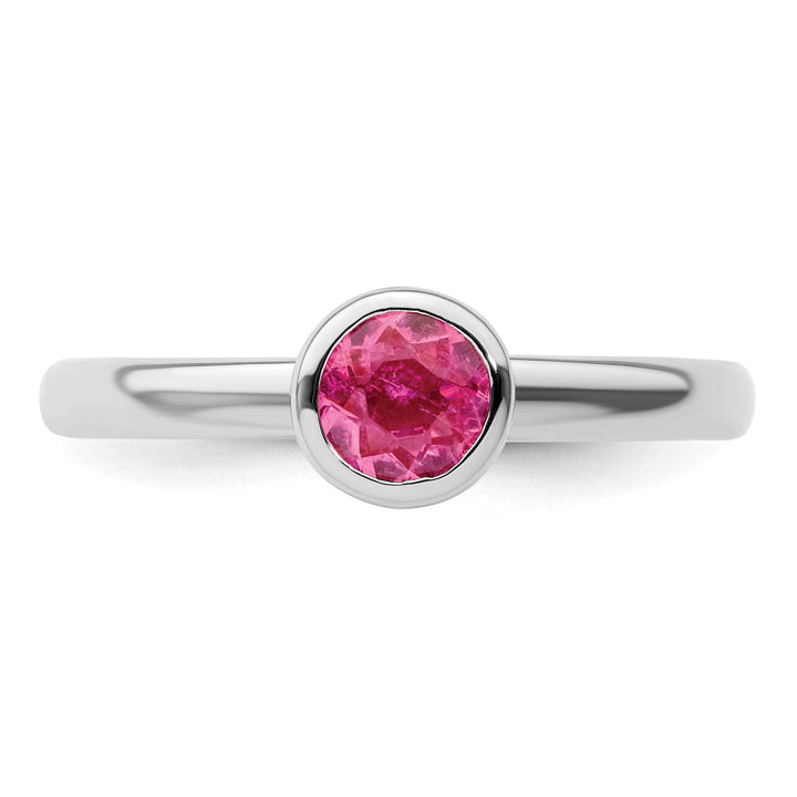 Stackable Expressions Pin Sterling Silver Round Pink Tourmaline Ring