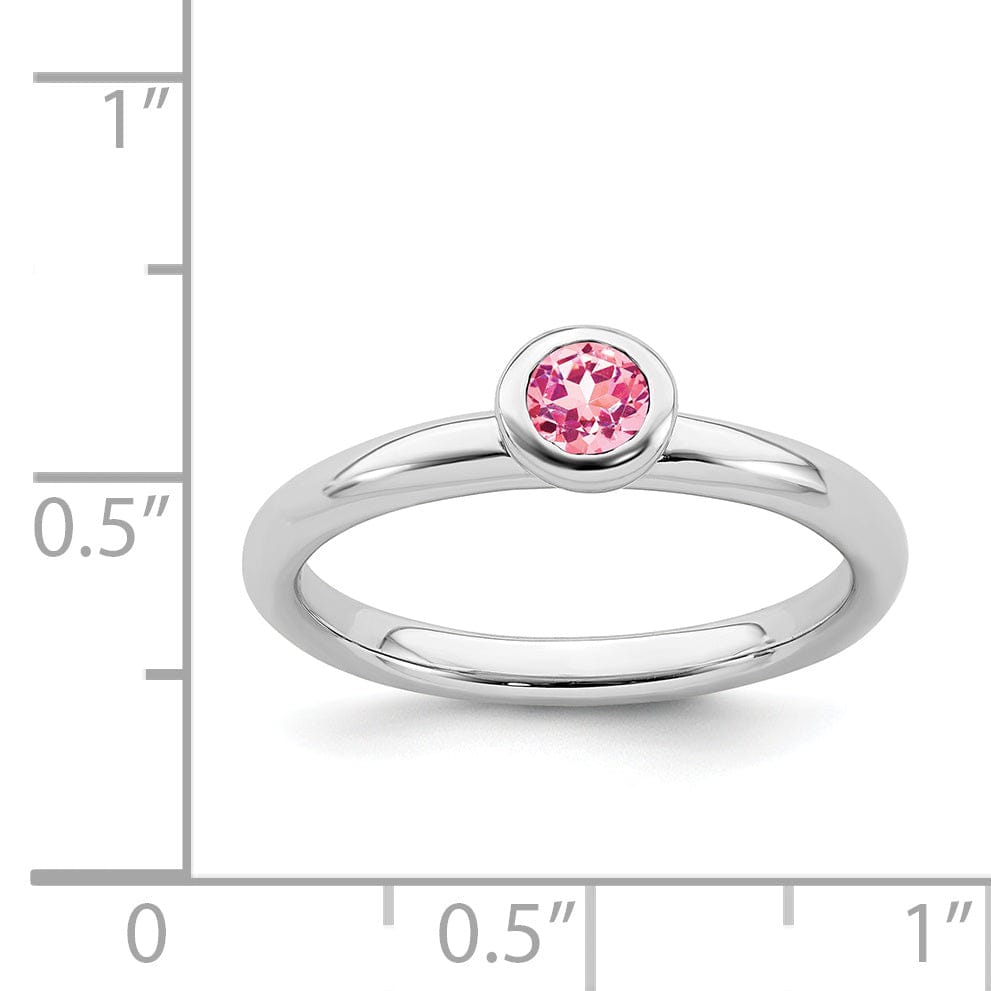 Stackable Expressions Pin Sterling Silver Round Pink Tourmaline Ring