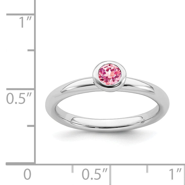 Stackable Expressions Pin Sterling Silver Round Pink Tourmaline Ring