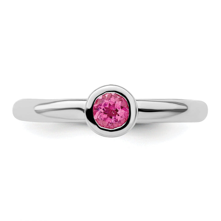 Stackable Expressions Pin Sterling Silver Round Pink Tourmaline Ring