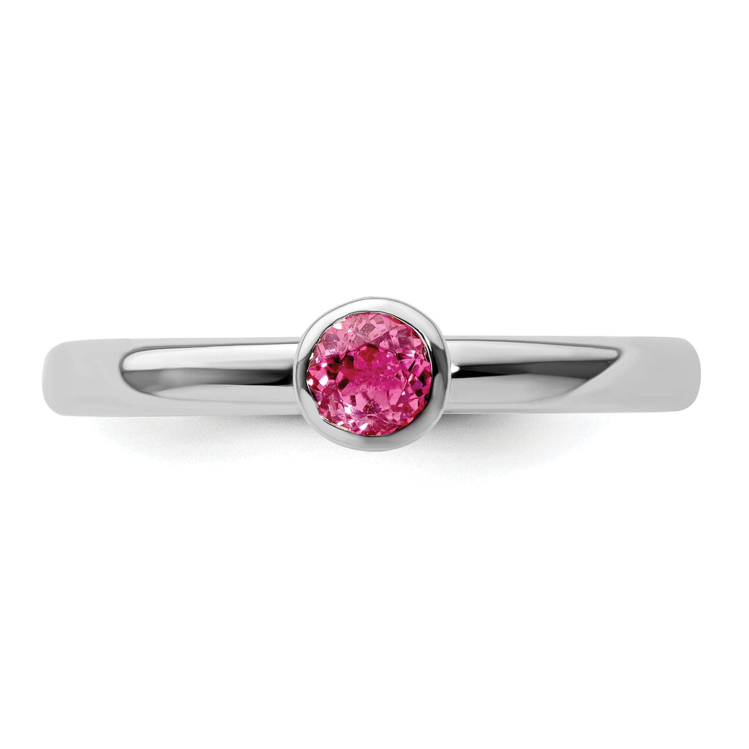Stackable Expressions Pin Sterling Silver Round Pink Tourmaline Ring