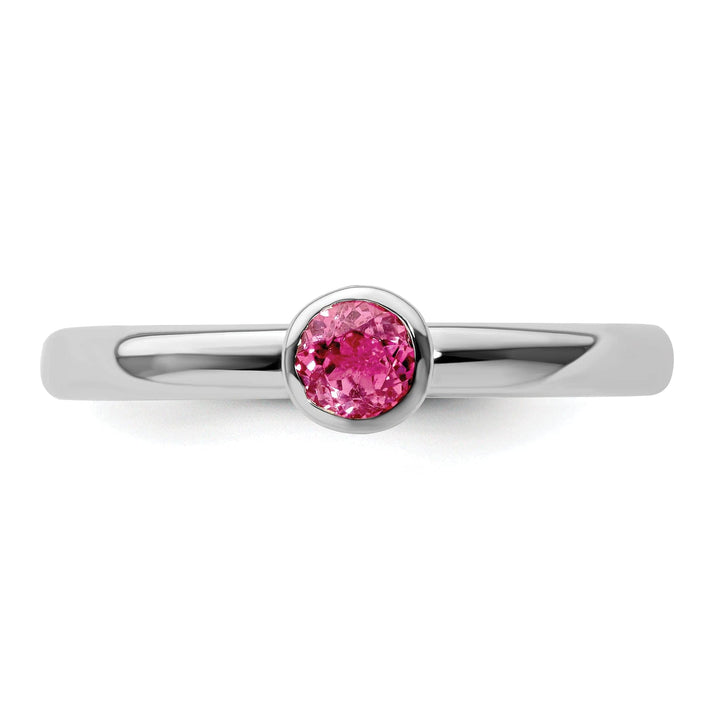 Stackable Expressions Pin Sterling Silver Round Pink Tourmaline Ring