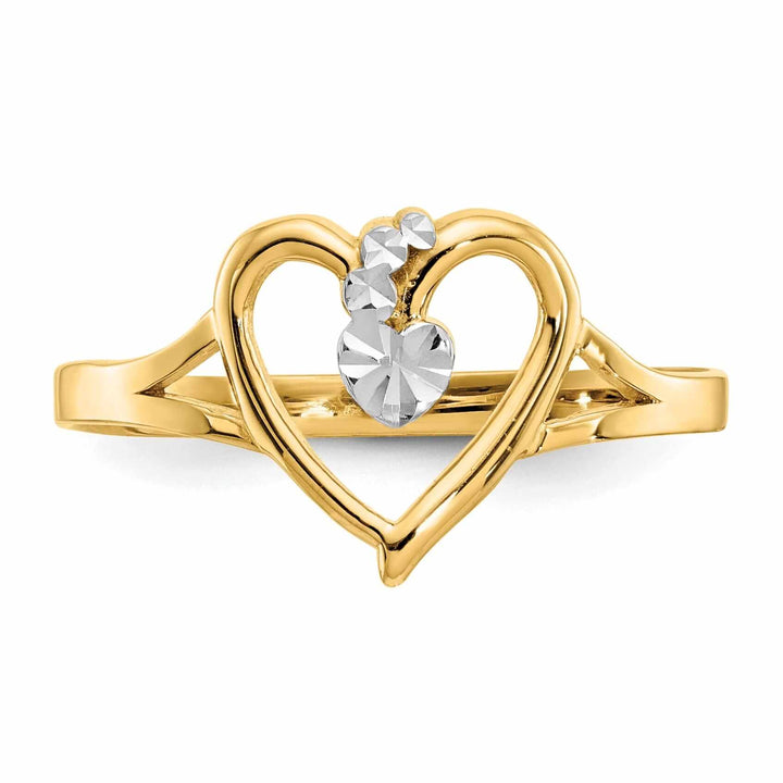 Lovely Rita's Ring 14k Rhodium Yellow Gold Cut-Out Heart Ring