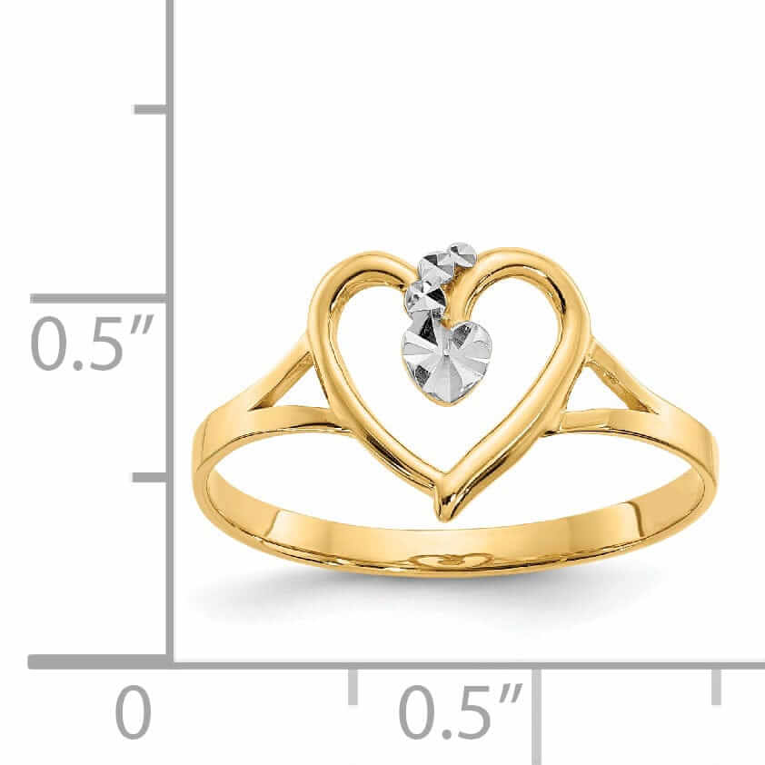 Lovely Rita's Ring 14k Rhodium Yellow Gold Cut-Out Heart Ring