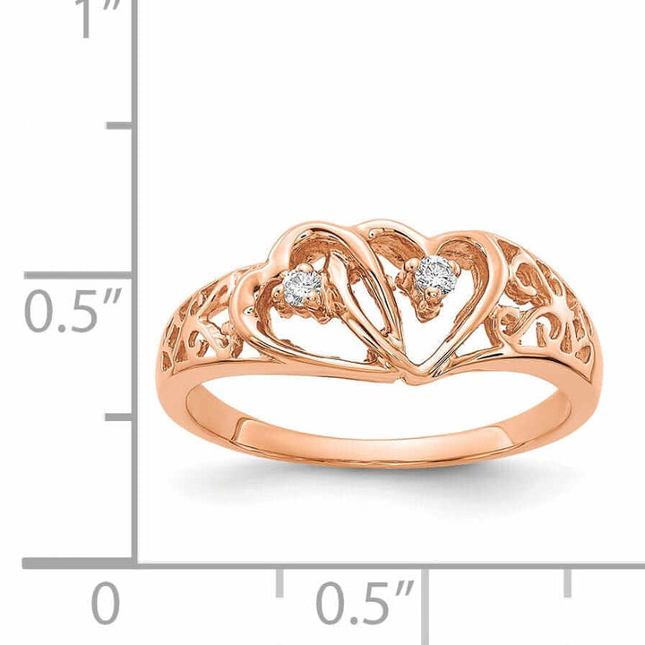Lovely Rita's Ring 14k Rose Gold Polished Diamond Heart Ring
