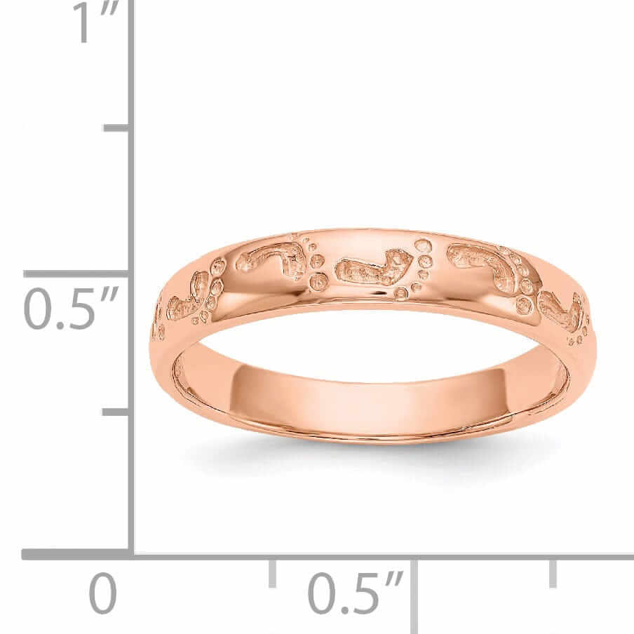 Lovely Rita's Ring 14k Rose Gold Timeless Creations Footprints Ring