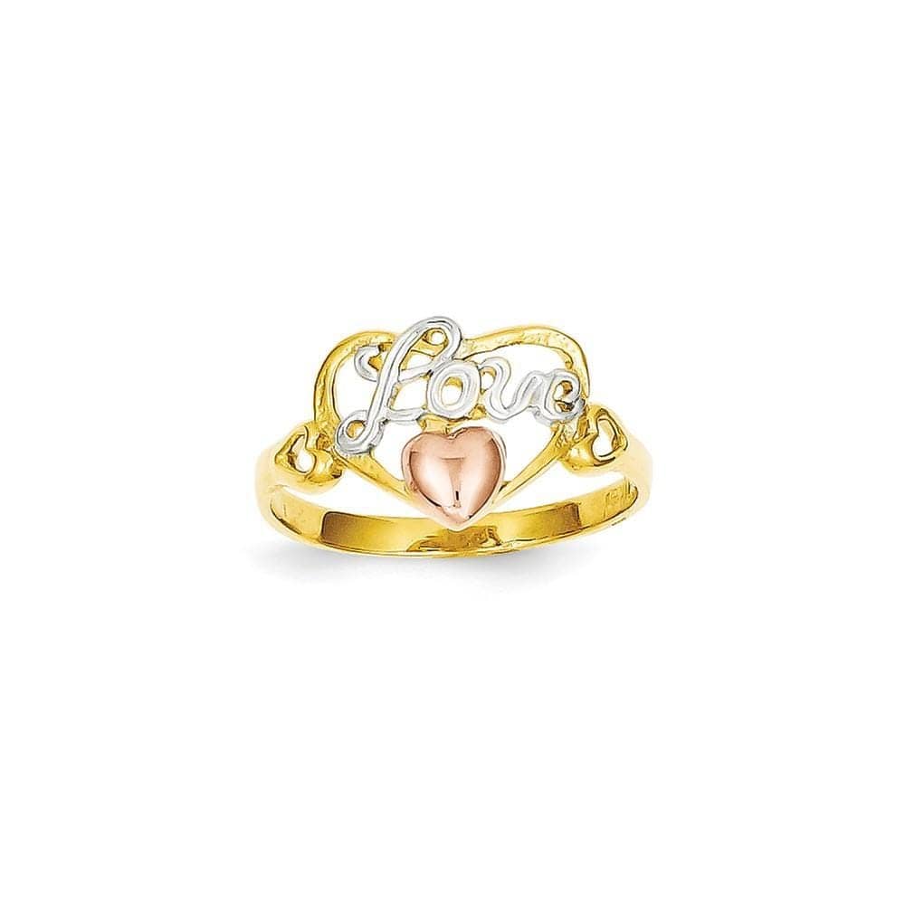 Lovely Rita's Ring 14k Tri Color Gold Love Heart Ring