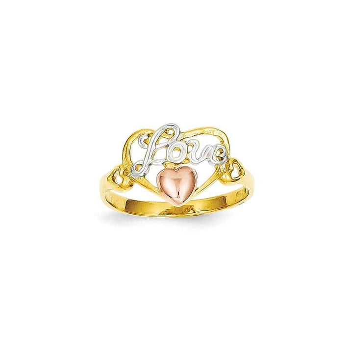 Lovely Rita's Ring 14k Tri Color Gold Love Heart Ring