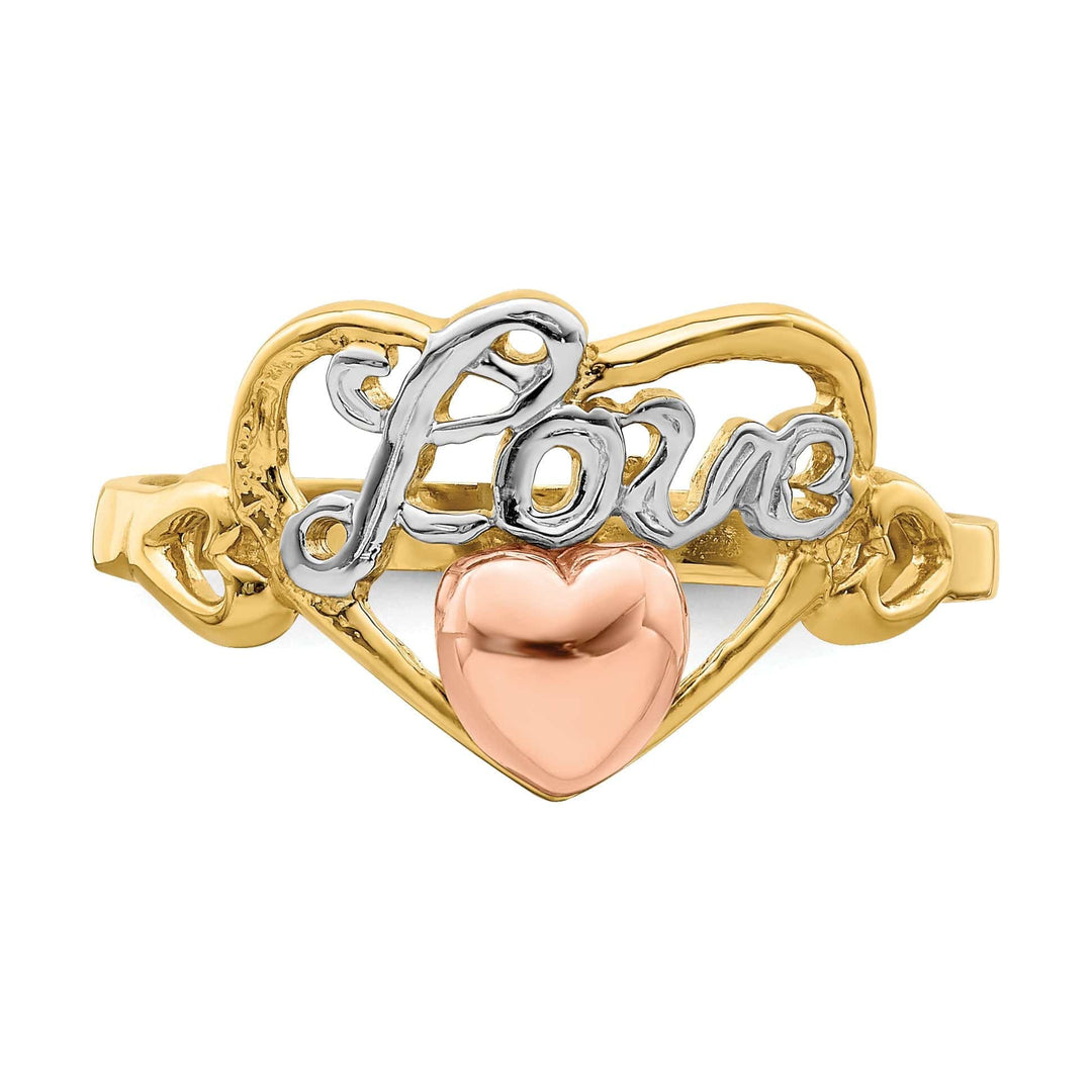 Lovely Rita's Ring 14k Tri Color Gold Love Heart Ring