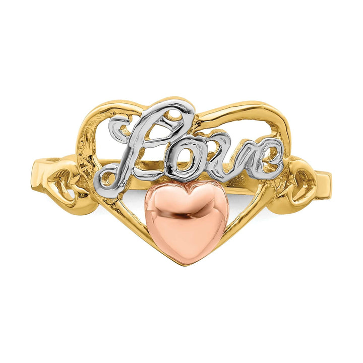 Lovely Rita's Ring 14k Tri Color Gold Love Heart Ring