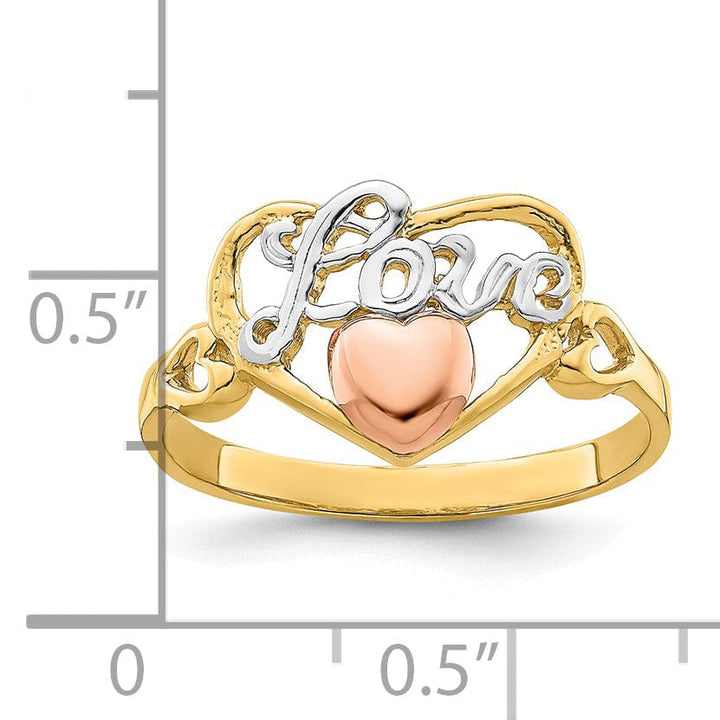 Lovely Rita's Ring 14k Tri Color Gold Love Heart Ring